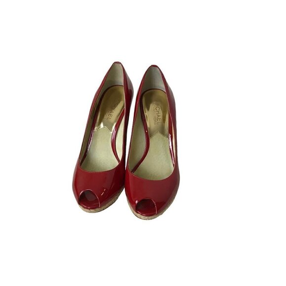 MICHAEL Michael  Kors Red Open Toe Slip On Wedges Size 6.5 - Picture 3 of 6
